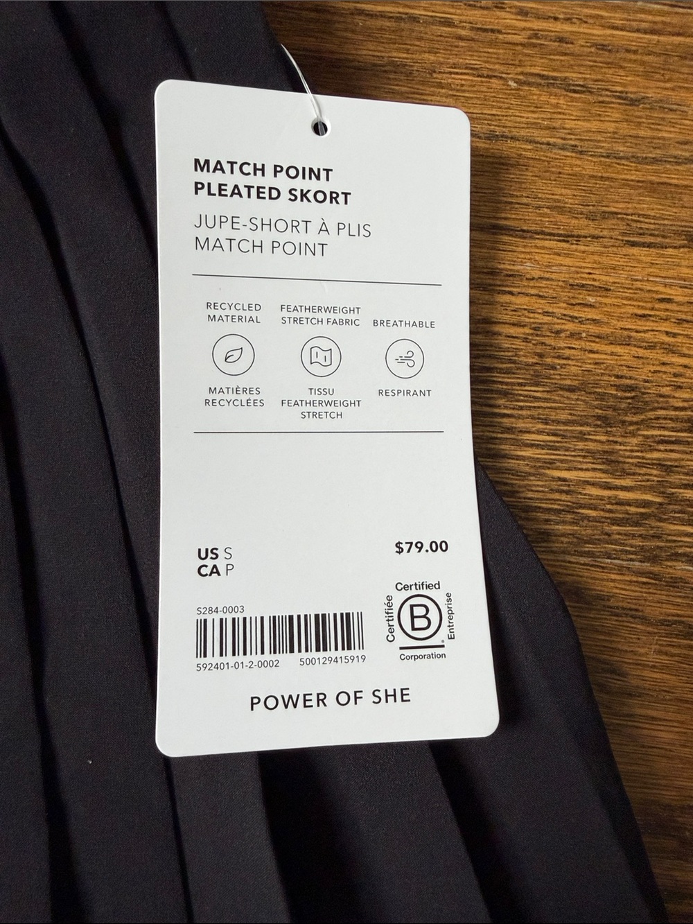 Athleta Black Pleated Tennis Skort with Logo Waistband - Picture 6 of 6